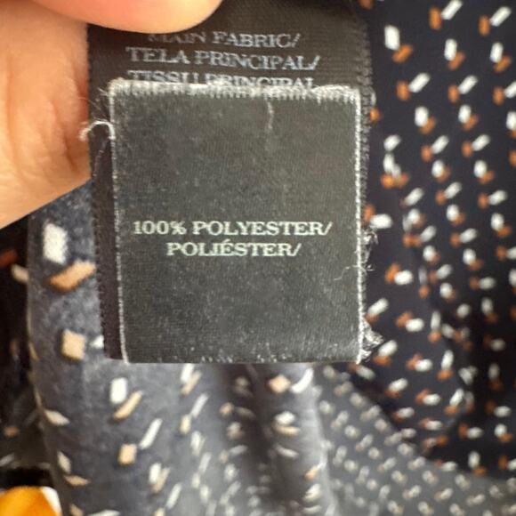 Ann Taylor Dash Tunic Top Navy Blue V-Neck Side Slit Pullover Short Sleeve Sz L - Picture 4 of 6